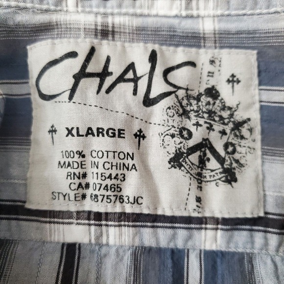 Chalc Western Shirt Plaid Blue And Black Button Up Size XL Pearl Snap Pockets - Picture 3 of 4